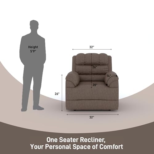 Image of Amazon Brand - Solimo Avalon Single Seater | Premium Mosha Fabric | Manual Recliner | Brown