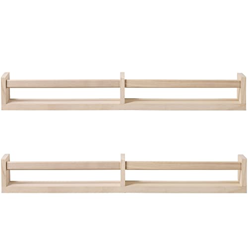 JORIKCHUO 32 in Nursery Book Shelves, Set of 2 Wood Floating Book Shelves for Kids Room, Kitchen Spice Rack, or Rustic Wall Mounted Shelves for Farmhouse Bathroom Décor (32 Inch Natural)