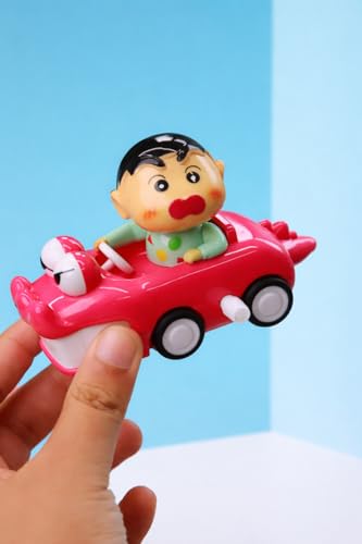 Image of Shinchan Cartoon Toy Car for Kids, Multicolor | Cute Wind-Up Racing Car, Moving Wheels, Mini Vehicle Toy, Birthday Gift