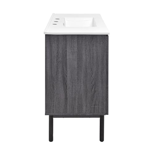 Image of Swiss Madison Classe 36 in. Black Oak Bathroom Vanity with White, 3-Hole Ceramic Sink Top