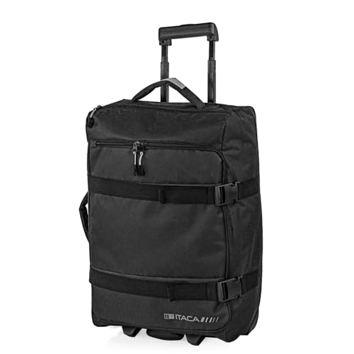 ITACA - Maleta Cabina 55X40X20 Ligera y Resistente, Ideal como Maletas de Cabina, de Viaje o Mala viagem, diseño Compacto y Funcional, Negro