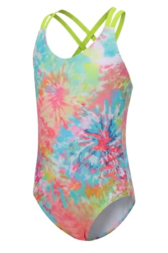 Image of Moon Tree Girls One Piece Swimsuits, Adjustable Double Straps Bathing Suits for Kids Girls Hawaiian Swimwear 3-16 Years