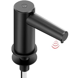 Kitchen Sink Dish Soap Built-in Dispenser, Touchless Electric Embedded Soap Dispenser Pump with 38″ Silicone Extension Tube, Designed for Kitchens and Bathrooms (Black)