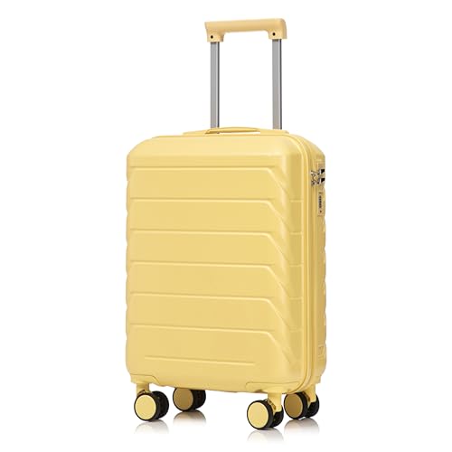Image of 20 Inch ABS Hard Shell Travel Checked Luggage With Combination Lock, Yellow