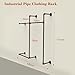 GCCSJ Industrial Pipe Clothing Racks, Rustic Black Industrial Pipe Clothes Rack Design Wall Mounted, Iron Pipe Garment Rods with Three Hanging Rods, Clothing Rack, Perfect for Retail Display or Home