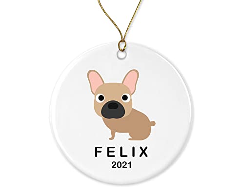 InkCallies Fawn French Bulldog Frenchie Dog Ornament - Personalized Dog Christmas Ornament - Fawn French Bulldog Frenchie Dog Gift - Custom Christmas Ornament - Pet Ornament