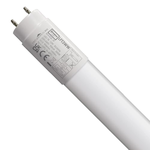 Crompton Lamps LED 3ft T8 Tube 12W G13 (30W Equivalent) 3000K Warm White Opal 1450lm 906mm Length Light