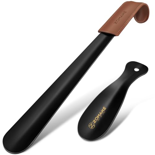 ZOMAKE Shoe Horn Long Handle for Seniors Men Women, Metal Shoehorn 16.5'