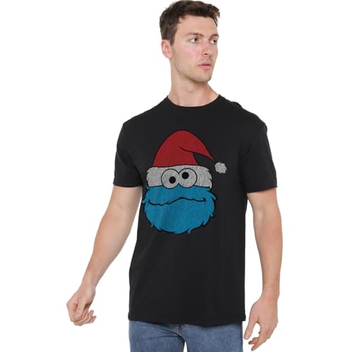 T-Shirt Sesame Street Cookie Monster de Noël noir mixte en coton confortable