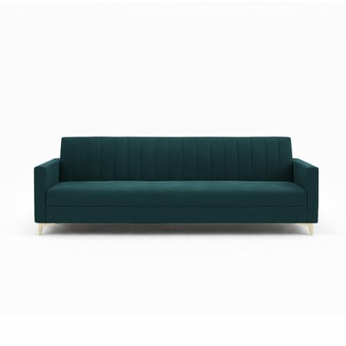 Image of Marvello 3+1+1 Fabric Sofa Set for Living Room | Soft Velvet Upholstery, Sturdy Wooden Frame | Stylish Sofa for Hall & Office Spaces (Green Teal)