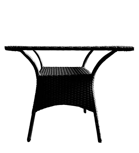 Image of Anaya Decor D-8 Chairs Table Set 4+1 Wicker Patio Furniture Sets 4 Chair and 1 Table for Garden Balcony Bedroom Powder Coated Frame Uv Protected Wicker (Black)