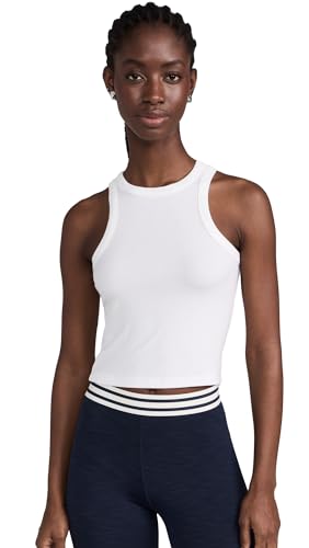 SPLITS59 Women's Kiki Rib Crop Top, White, M