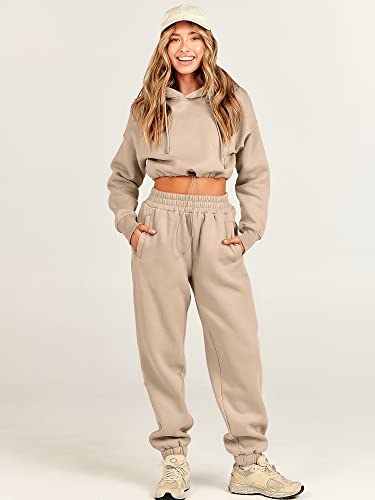 Prinbara Women's 2023 Fall Two Piece Outfit Long Sleeve Cropped Hoodie Long Pants Tracksuit Sweatsuits Jogger Set 1Pa044-Zongse-S #TOP1