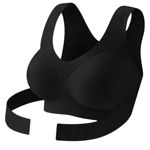 LXJLXD Sujetador corrector de posturas con cierre frontal para mujer, sin aros, cobertura completa, brasier de postura para mujer, Negro, M