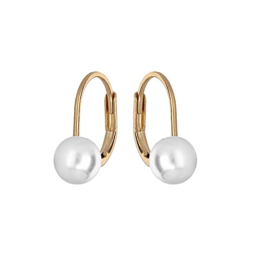 Boucles d'oreilles plaqué or dormeuse perle imitation 6mm blanche + écrin (offert)