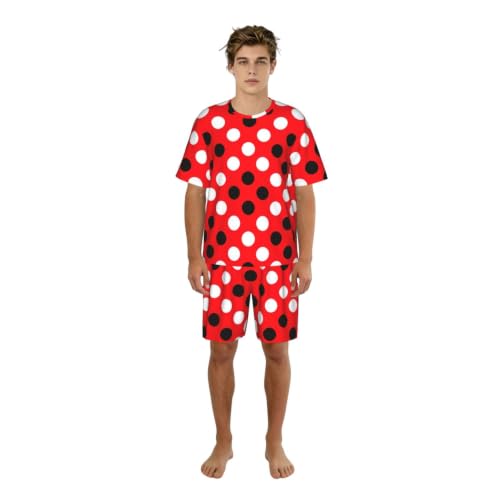 Pyjama à manches courtes pour homme à pois rouges le cadeau de nuit idéal