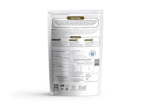 Image of Indian Kitchen Foods Instant Tawa Pulao - Freeze Dried, Gluten-Free, Ready-to-Eat Indian Vegetarian Meal