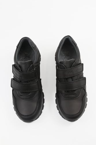 Image of SIRRI Boys Black Leather School Shoes, Formal Smart Back to School Trainers