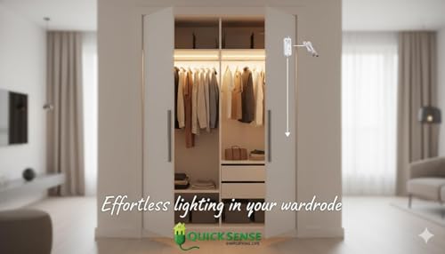 Image of Quick Sense QS-WR22 Wardrobe Sensor Switch Double Door | Automatic IR Door Sensor for Almirah, Closet & Cabinet Lights | 220-240V AC, 500W | Both Doors Shut to Switch Off