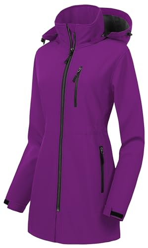 Image of CREATMO US Women's Lightweight Waterproof Long Softshell Tactical Jacket Fleece Lined Windbreaker