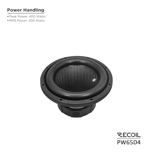 Image of RECOIL PW65D4 6.5-inch Subwoofer, Dual 4-Ohm Voice Coils, 400W Peak Power, 200W RMS