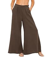 R.Vivimos Women's Cotton Palazzo Pants Casual Elastic High Waisted Loose Flowy Wide Leg Long Trou...
