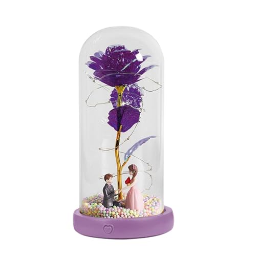 Lámpara de flores artificiales de alta calidad con cúpula protectora y luces LED elegantes 7