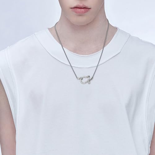 Collar con mosquetón de acero titanio y chapado en oro premium 7
