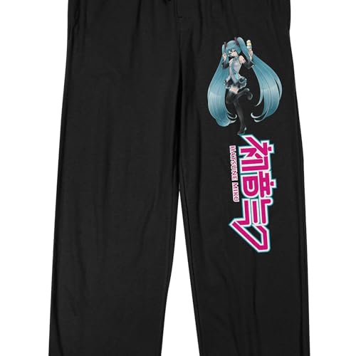 Bioworld Hatsune Miku Logo and Character Men's Black Sleep Pants2