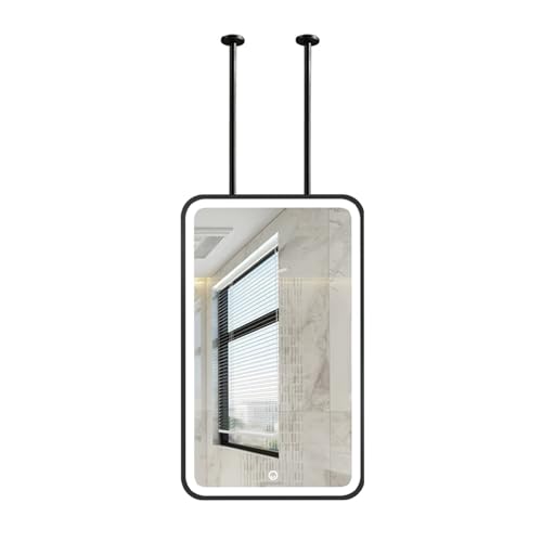 Rectangular Ceiling Mirror, Lighted LED Bathroom Mirror, Floating Bathroom Square Vanity Mirror, for Home Or Hotel, Decorative Minimalist Glass Mirror(Black,50x100cm)