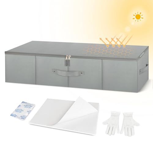 Caja de almacenamiento para vestidos de novia, caja de conservación de vestidos de novia con 50 hojas de papel de seda sin ácido y 1 par de guantes de microfibra, caja de almacenamiento para vestidos