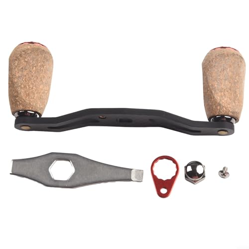 Mango de carrete de pesca de fibra de carbono con perilla de corcho, repuesto de balancín de 120 mm para carretes de mano izquierda/derecha, ligero 28 g, compatible con (mano izquierda)