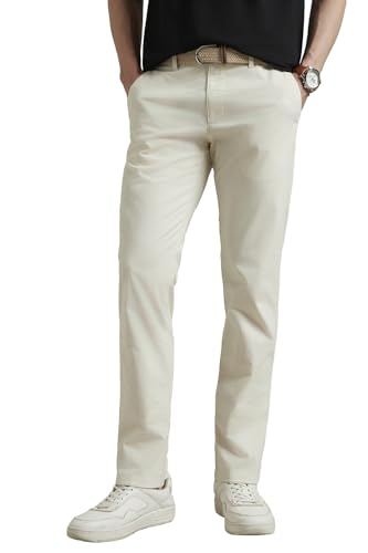 Image of Louis Philippe Men's Slim Fit Premium Cotton Soft Handfeel Solid Chinos