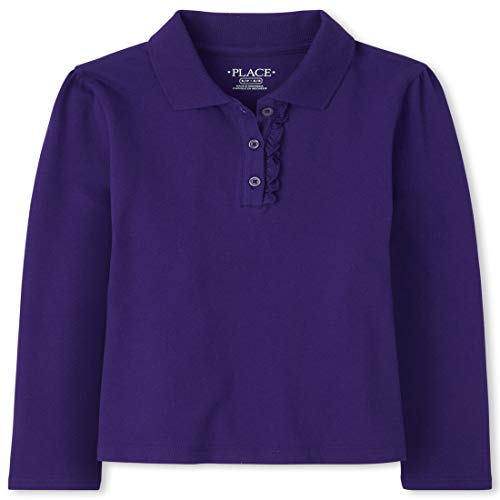Image of The Children's Place Girls' Uniform Long Sleeve Ruffle Pique Polo