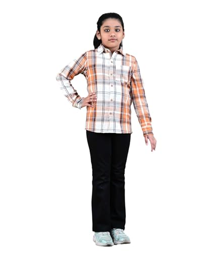 Image of Kids Cotton Shirt - Regular Fit Shirt for Girls & Boys, Unisex Full Sleeves Shirts, Collared Neck,Button Down Shirt, Checks Shirts for Casual Wear
