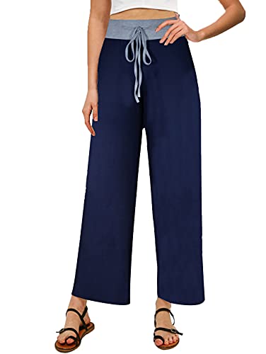Image of NEWCOSPLAY Women's Comfy Pajama Pants Casual Drawstring Palazzo Lounge Wide Leg Pants