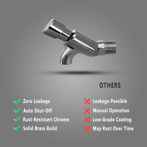 Image of New Ware Water Tap Push Cock for Bathroom Accessories, Kitchen, Wash Basin, Kitchen Sink PMT /Brass Bib Tap for Wash Basin (Chrome Finished /Silver)