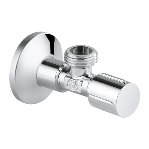 Image of GROHE Angle Valve 1 /2 Inch | Wall Mounted Angle Valve For Bathroom & Kitchen | Brass Construction | Scratch Resistant Grohe Long Life Finish | Chrome finish | 2 Year Warranty | 22041001