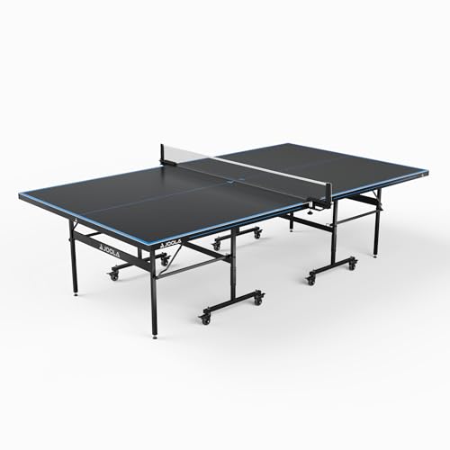 JOOLA Mesa de Ping Pong Exterior J100A – Mesa de Ping Pong Profesional de 4 mm de Aluminio Resistente a la Intemperie, Plegable, Antracita/Azul, 274 x 152,5 x 76 cm