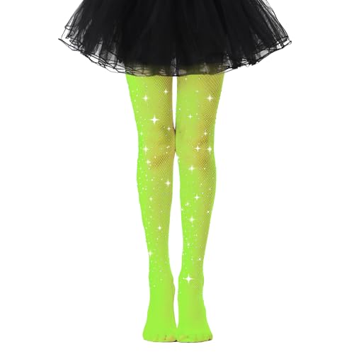 Image of Girls Sparkle Fishnet Tights Glitter Tights for Kids Toddler Rhinestone Stockings Halloween Star Pantyhose