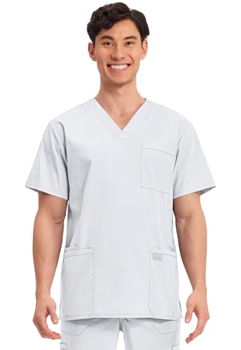 Image of Cherokee WW Professionals Men's V-Neck Scrub Top 4 Pockets Medical Shirt