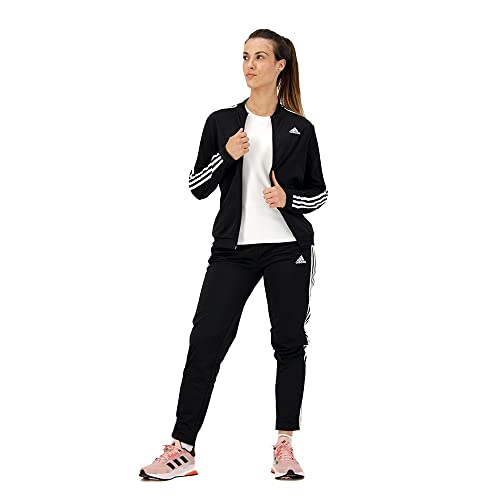 adidas Damen Essentials 3-Streifen Trainingsanzug, Black/White, S