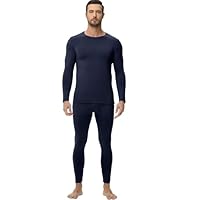 wirarpa Ensemble de sous-vêtements Thermiques Homme Doublé Polaire Haut & Bas Maillot de Corps Longues et Pantalon Pyjama Hiver Marine Taille XL