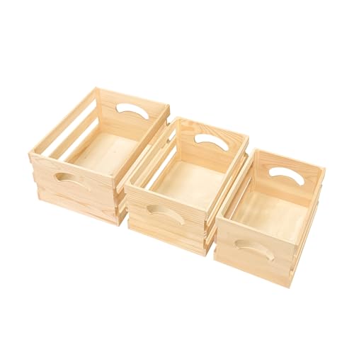 3 Pieces Wooden Pallet Crates Nesting Unfinished Wood Trays Storage for DIY Crafts (Large Size 13.4 x 9.8 x 6.7 in) - Image 6
