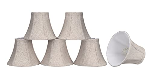 Image of Aspen Creative 30059-6 Small Bell Shape Chandelier Clip-On Lamp Shade Set (6 Pack), Transitional Design in Beige, 6 inch bottom width (3 inch x 6 inch x 5 inch)