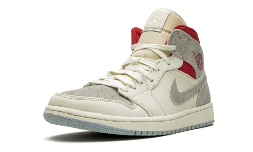 Nike Men's Air Jordan 1 Mid PRM Sneakersnstuff 20th Anniversary, Sail/Wolf Grey/Gym Red/White, 11