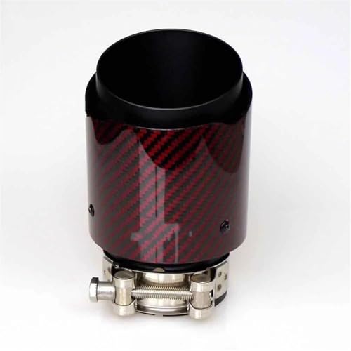 Tuyau d'échappement voiture en carbone rouge et acier inoxydable 57mm-89mm
