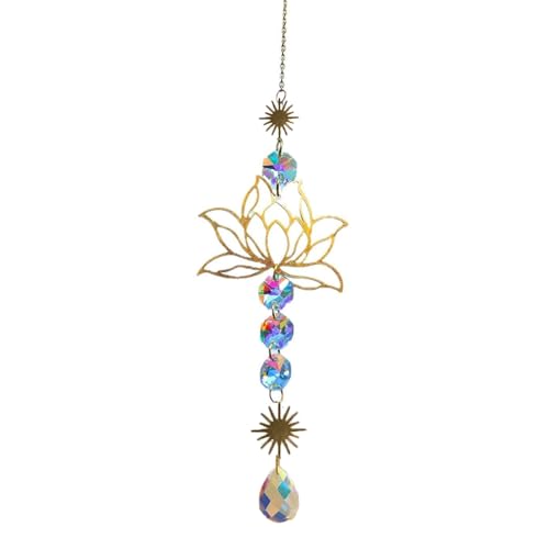 OYUUJII Acchiappasole Cristallo,Cattura Sole Cristallo a Forma di Fiore di Loto,Decorazione Appesa Alla Finestra Ornamento Solare Acchiappasole a Prisma per Interni Finestre Casa e Auto Decorazioni