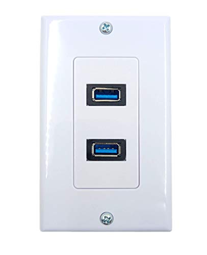 4.2A USB 3.0 Receptacle Outlets Wall Plates Panel, Haokiang 2 High Speed USB 3.0 Charging Dual Female Port Wall Plates Included, Size 115 MM x 70 MM