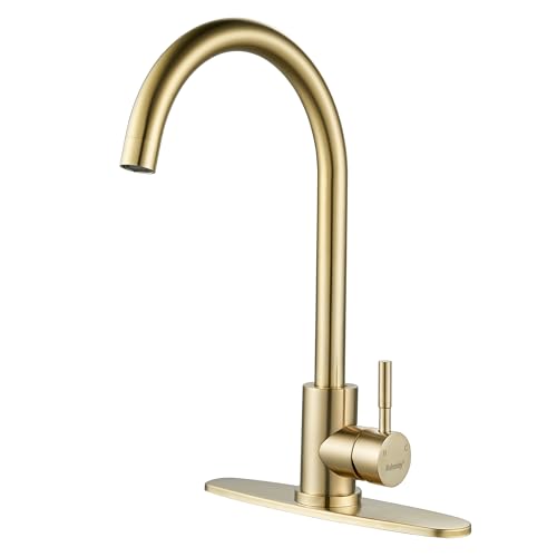 Single Handle High Arc Brushed Gold Kitchen Faucet